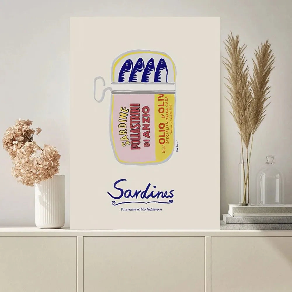 Cuadros Decoration Sardines Nordic Poster Paintings on The Wall Picture for Living Room Interior Painting Room Decoration