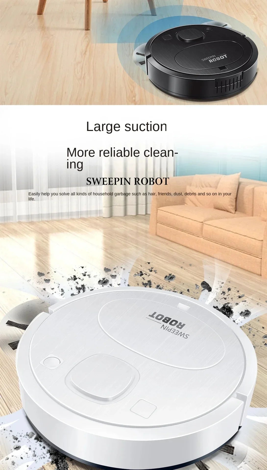 Robot Vacuum Cleaner With Wet And Dry Function And 9800pa Suction Intelligent Obstacle Avoidance And 7-week Battery Life