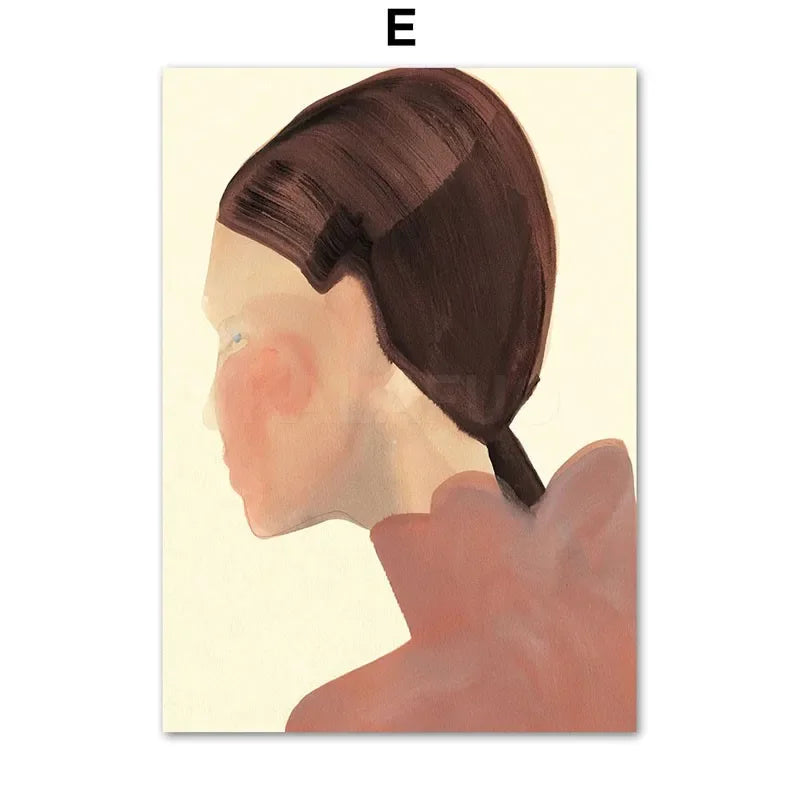 Girl Flower Geometry Line Face Modern Minimalist Posters Wall Art Prints Abstract Pictures Canvas Painting For Living Room Decor