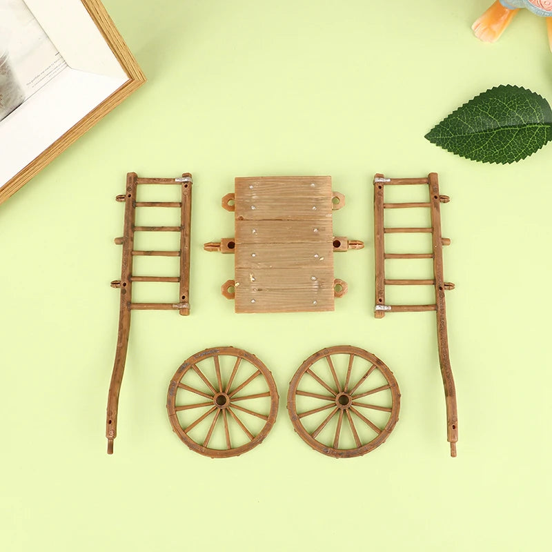 Dollhouse Miniature Simulation Assembled Cart  Model DIY Accessories Garden Furniture Toys