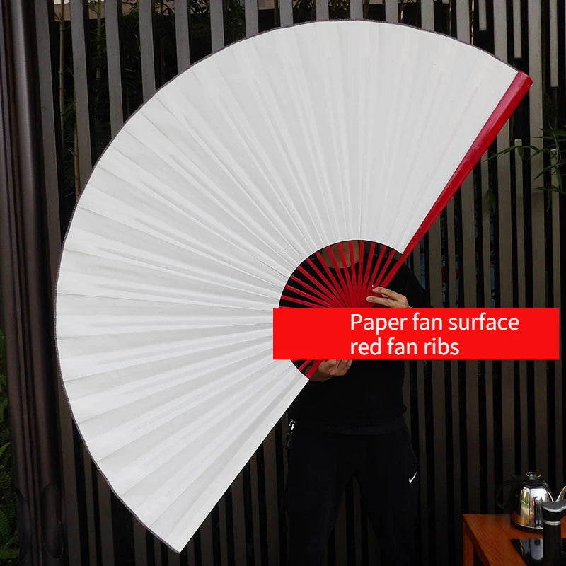 Large Blank Golden Foils Xuan Paper Fan Retro Wall Mount Painting Calligraphy DIY Paper Fan Oversize Home Decorative Folding Fan