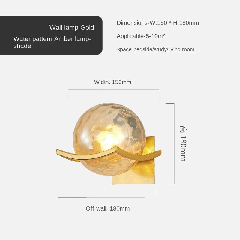Modern Led wall Light Gold Glass Ball Wall Lamp living Room Bathroom Bedroom Bedside Entrance Porch Indoor Lighting DecorLamp