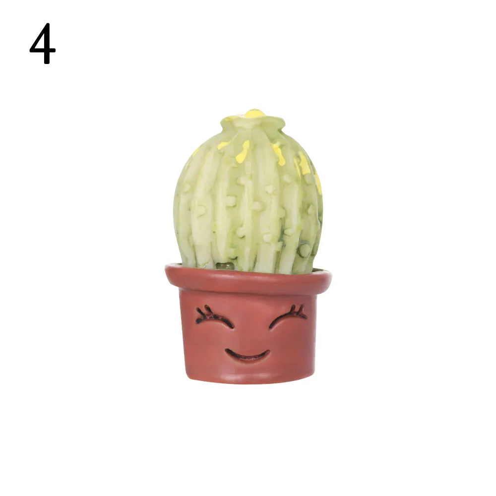 2.5-3.4cm 1/4Pcs Funny Cactus Flower Figurines Resin Cactus Miniatures Micro Ornaments DIY Mini Sculpture Decoration Crafts