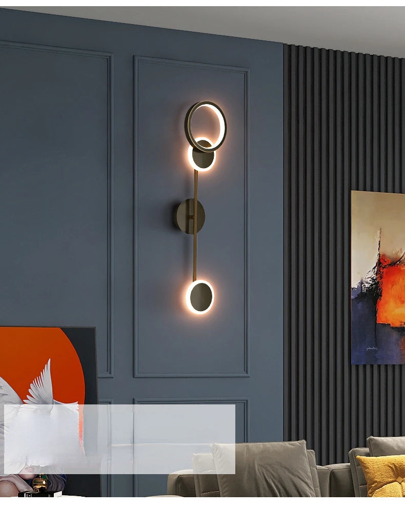 Modern Wall Sconce Light Fixture Indoor Lighting Bedside Lamp Led Home Decor Corridor Bedroom Living Room Acrylic Art Round gold