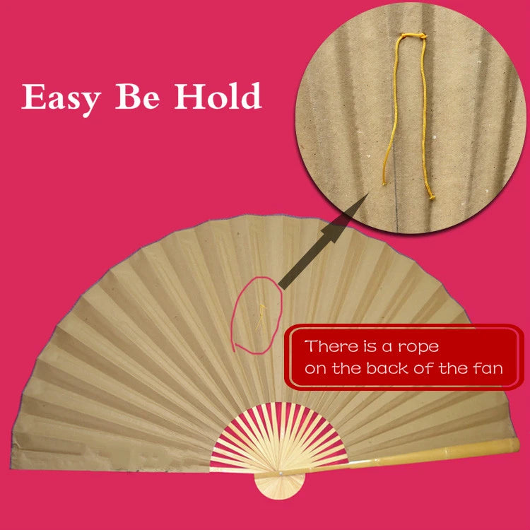 Large Blank Golden Foils Xuan Paper Fan Retro Wall Mount Painting Calligraphy DIY Paper Fan Oversize Home Decorative Folding Fan