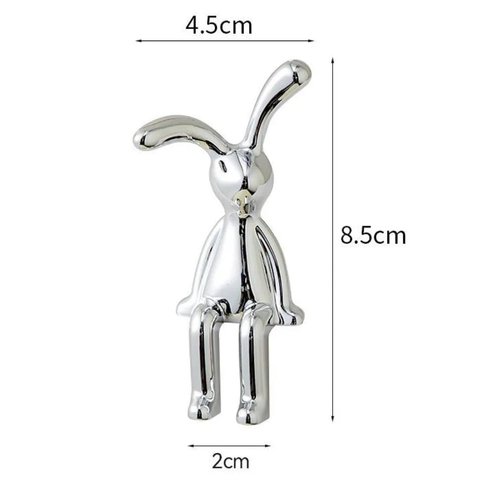 Cute Cartoon Long Eared Rabbit Figurines Electroplating Eco-friendly Plastic Rabbit Car Center Console Ornament Home Decor Gift