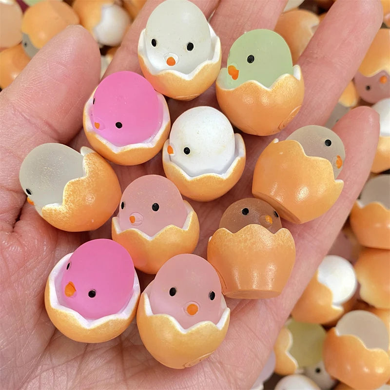 20Pcs Easter Eggshell Chick Micro Landscape Decorations Glowing Easter Eggs Ornament Kids Novelty Toys Easter Decor DIY Gifts