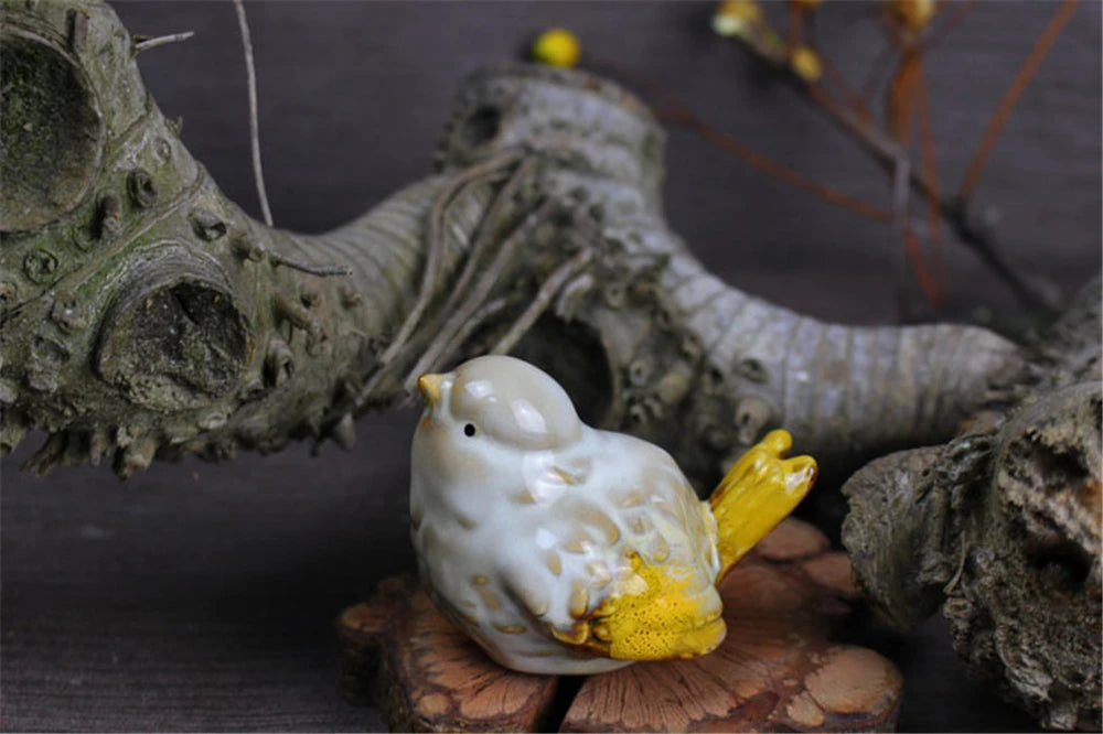 6pcs/Set Ceramic Objects Birds Statue Home Decor Porcelain Magpie Ornament Decorate Study Decoration Sparrow Tits Figurine Model