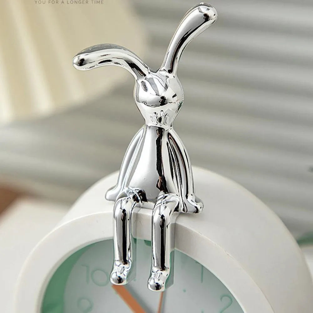 Cute Cartoon Long Eared Rabbit Figurines Electroplating Eco-friendly Plastic Rabbit Car Center Console Ornament Home Decor Gift