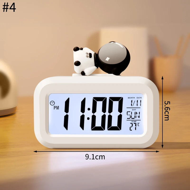 Cartoon Led Alarm Clock Multifunctional Upright Electronic Digital Screen Desktop Clock For Home Office Table Bedroom Decor