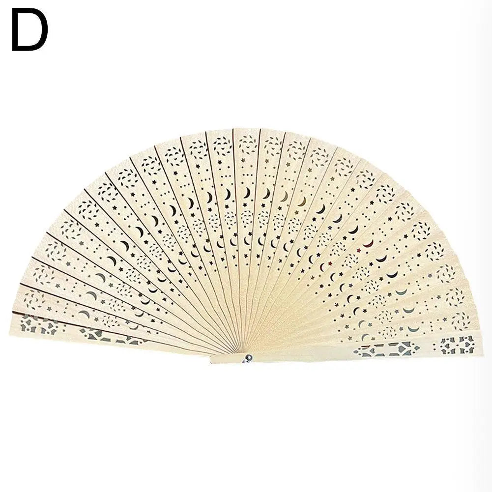 Full Flush Wooden Fan Sunflower Fan Hollow Folding Fan Wooden Sandalwood Fan Wedding Fan Home Decoration
