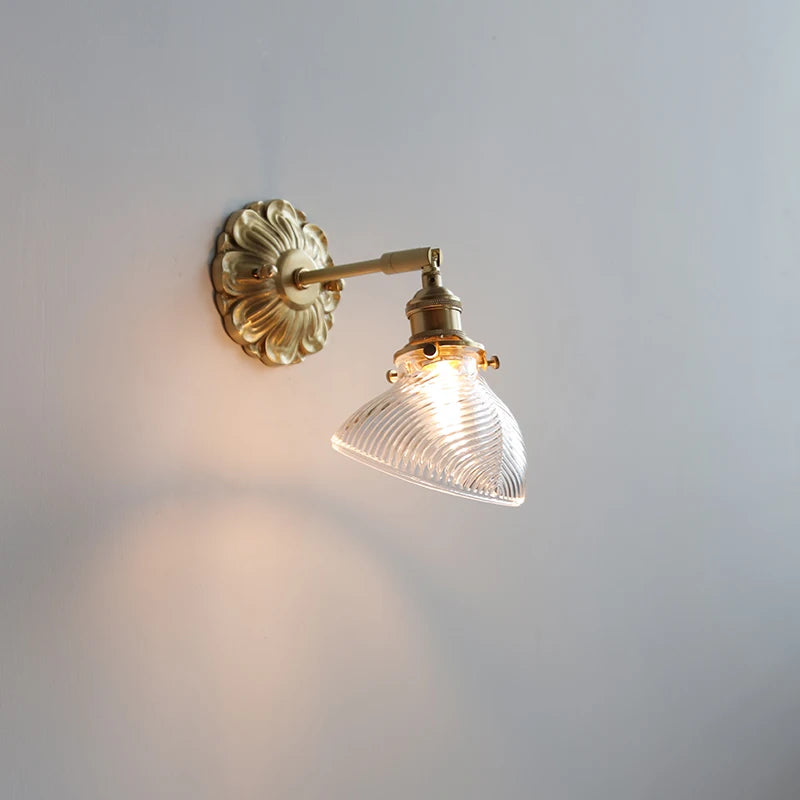 IWHD Smoke Gray Glass LED Wall Light Sconce Copper Arm Adjustable Bedroom Living Room Stair Beside Lamp Applique Murale Wandlamp