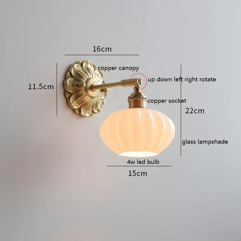IWHD Smoke Gray Glass LED Wall Light Sconce Copper Arm Adjustable Bedroom Living Room Stair Beside Lamp Applique Murale Wandlamp
