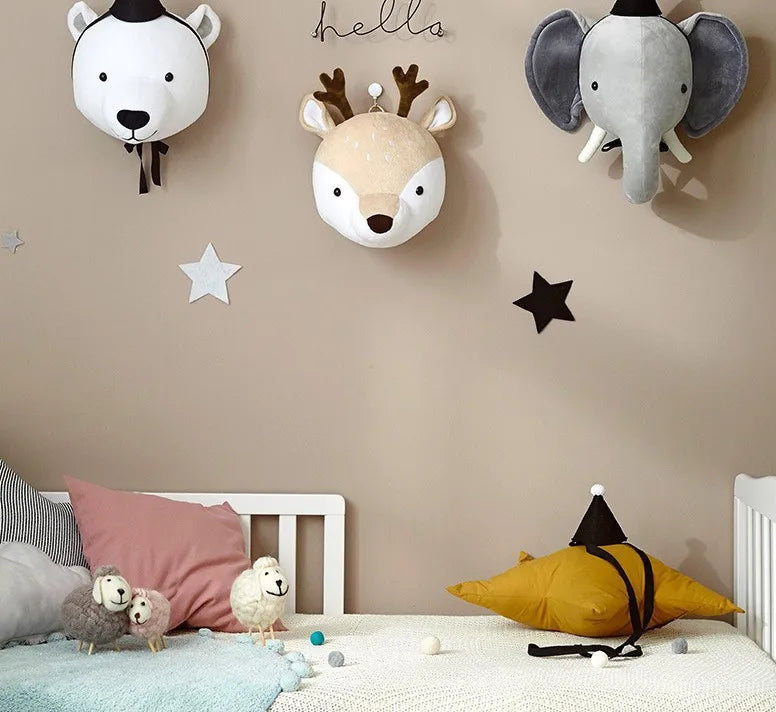 Wall Decoration Animal Head Soft Wall Hanging Ins Nordic Style Children's Room Creative Decoration Hanging Elephant