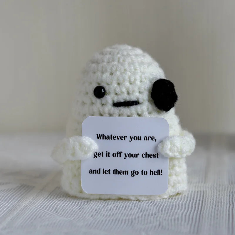 Crochet Positive Energy Bee Hand-woven Dolls Hug Pocket Handmade Knitting Doll With Card Desktop Ornament Gift Home Room Decor