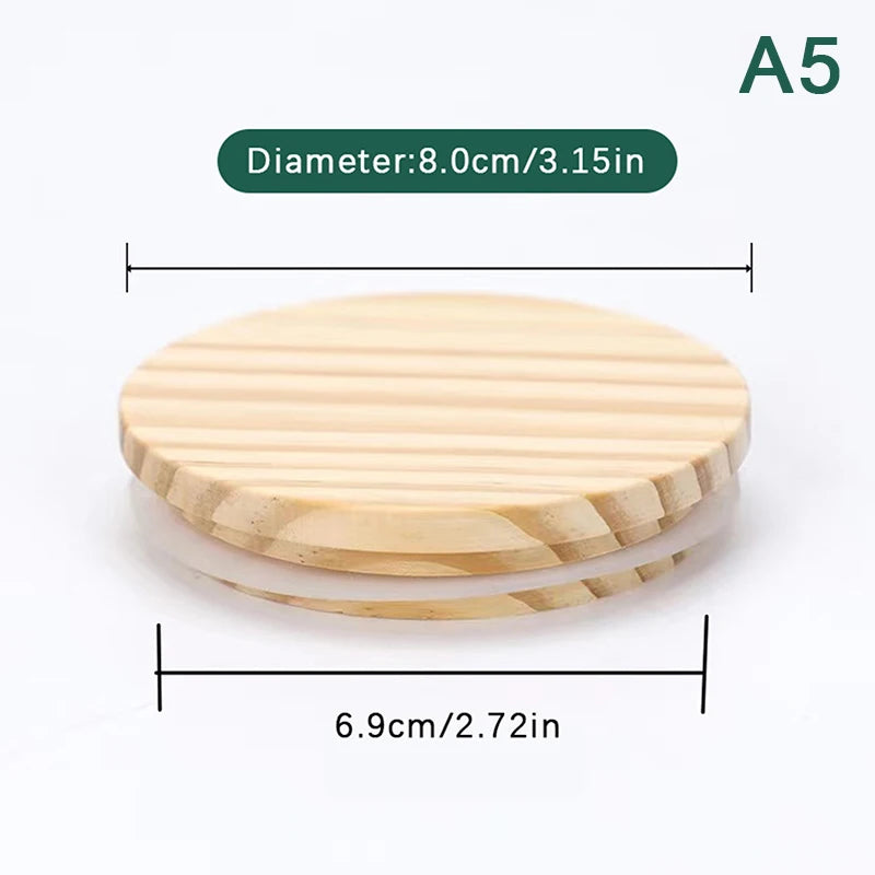 Wooden Lids Silica Gel Circle Seal Up Cover Pine Wood Cover Flower Wood Cover Seal Up Cani Storage Jar Handmade Candle Cup Lid