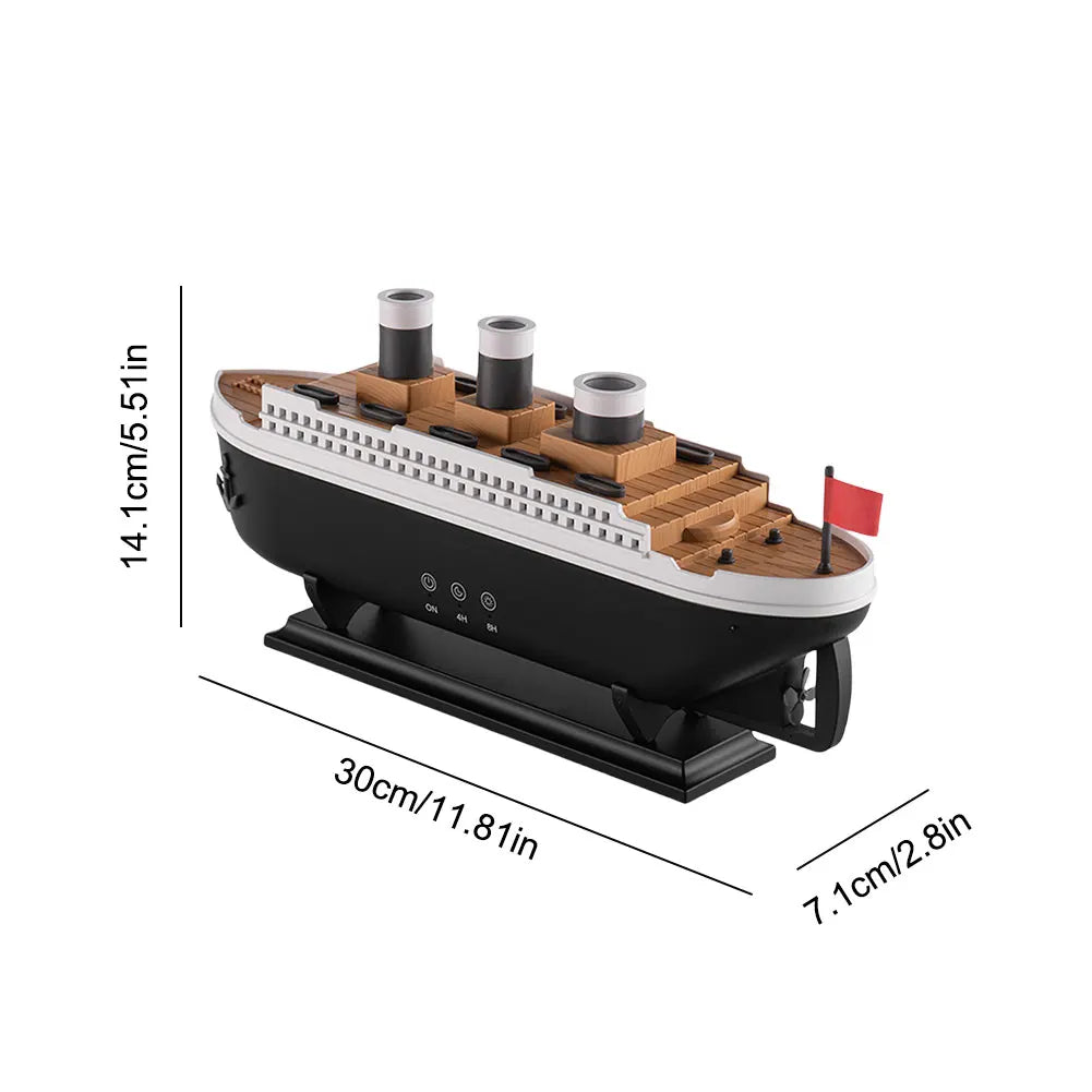 Creative Ocean Liner Air Humidifier Waterless Auto-Off Aroma Essential Oil Diffuser with LED Light Remote Control for Home