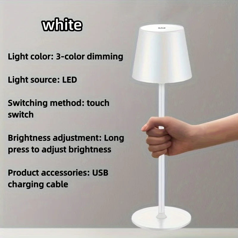 Rechargeable Table Lamp Touch Sensor LED Desktop Night Light Wireless Reading Lamp For Hotel Bar Restaurant Bedroom Decor Light