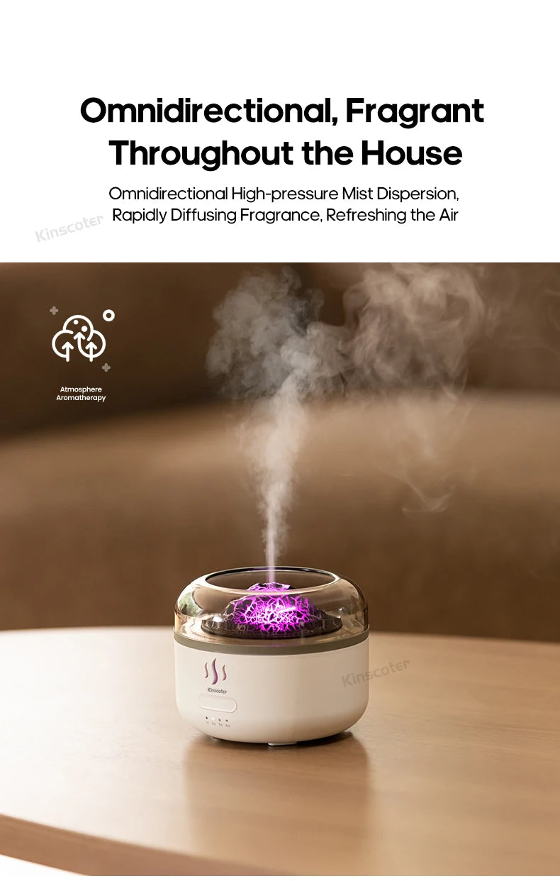 Portable Volcano Aroma Diffuser 160ml Essential Oil Air Humidifier Sprayer USB with LED Colorful Night Light for Home Office