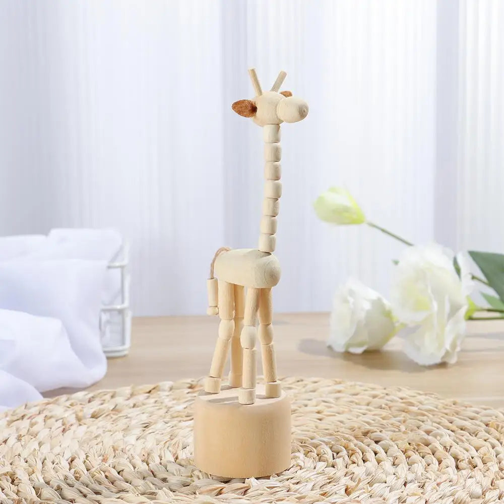 Giraffe Dog Home Decoration Figurine Gifts Educational Toys Wood DIY Craft Mini Desktop Decor Wooden Animal Ornaments