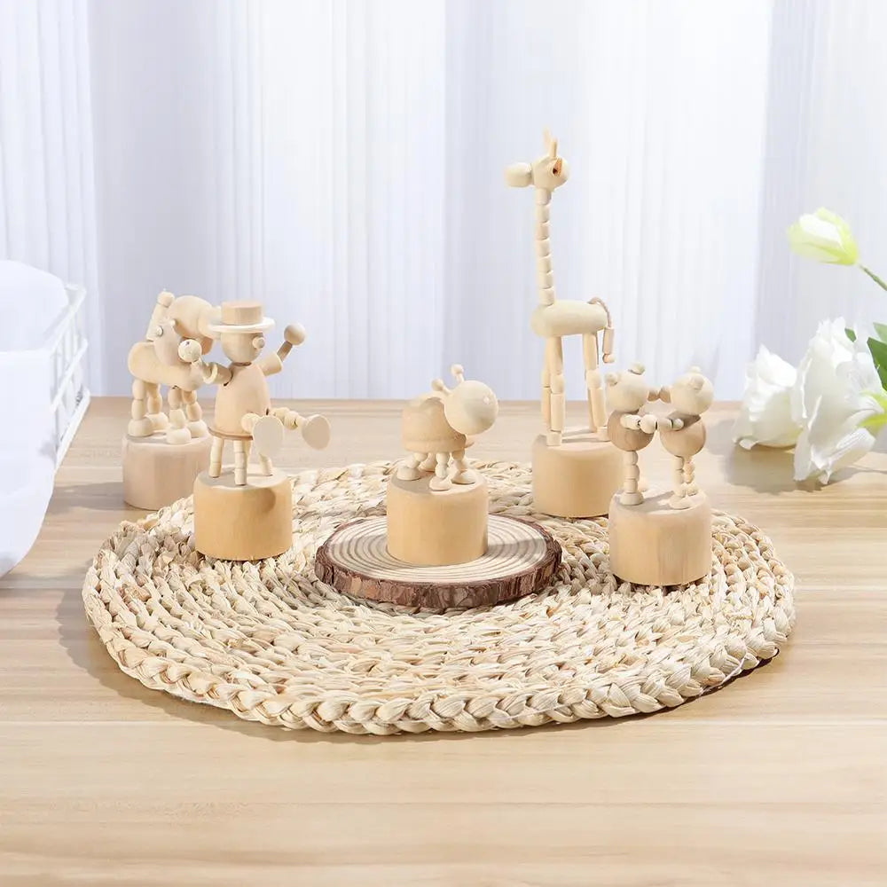 Giraffe Dog Home Decoration Figurine Gifts Educational Toys Wood DIY Craft Mini Desktop Decor Wooden Animal Ornaments