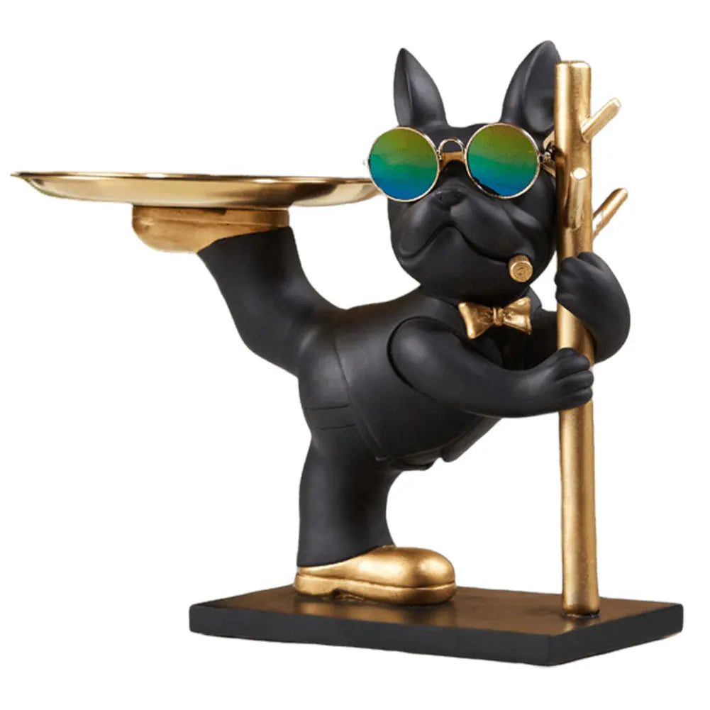 Bulldog Cool Sculpture Dog Ornament Butler Storage Box with Tray Nordic Table Decoration Resin Animal Sculpture Coin Piggy Bank