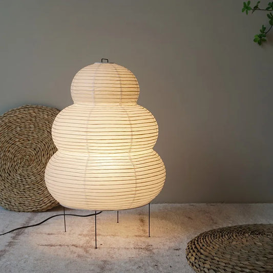 Japanese Wabi-sabi Tripod Floor Lamp Bedroom Bedside Living Dining Room Study Loft Decor Desk Light White Rice Paper Table Lamp