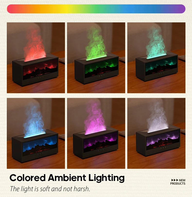 Creative Fireplace Aroma Diffuser Flame Air Humidifier Waterless Auto-Off Protection with Remote for Home Bedroom Holiday Gifts