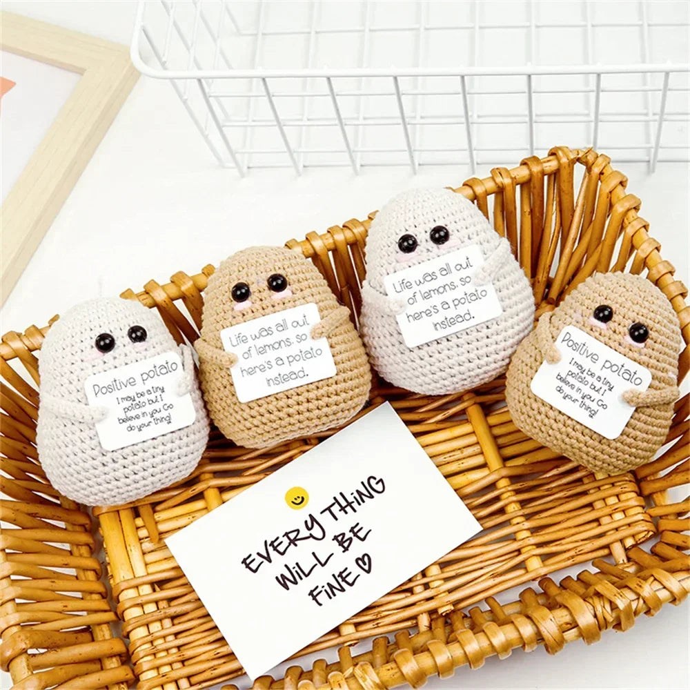 Handmade Positive Big Butt Potatoes Doll With Card Home Decoration Knitting Potato Doll Ornament Room Decor Christams Party Gift