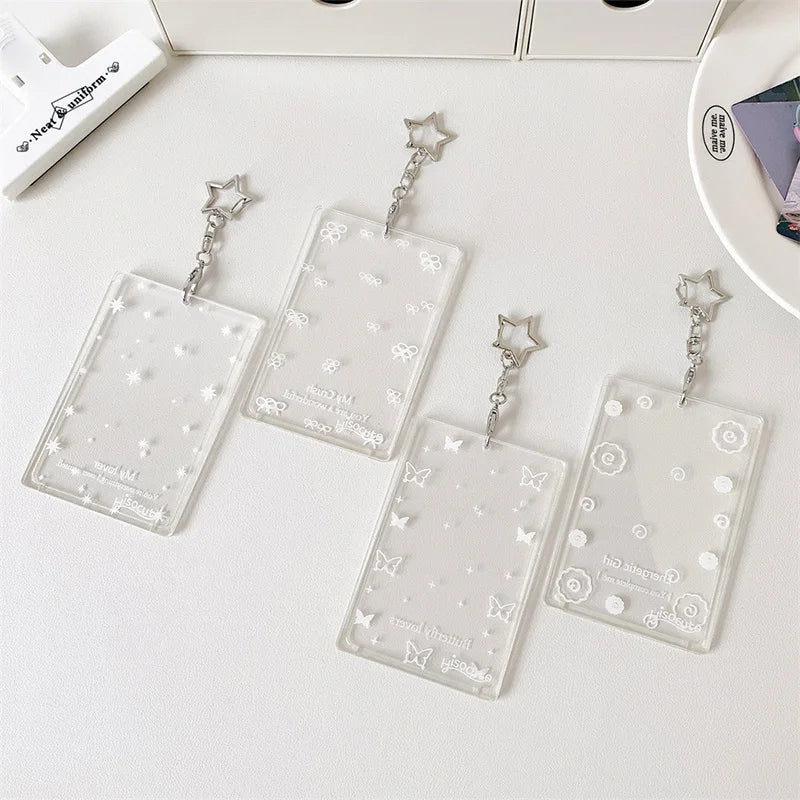 Acrylic Transparent PhotoCard Holder Kpop Idol Card Sleeve Case ID Bank Card Photo Display Stand Album Cover Pendant Keychain