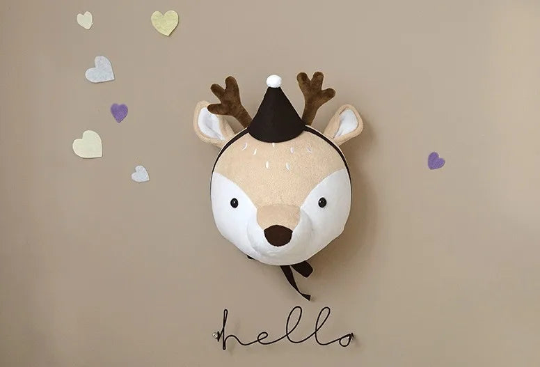 Wall Decoration Animal Head Soft Wall Hanging Ins Nordic Style Children's Room Creative Decoration Hanging Elephant