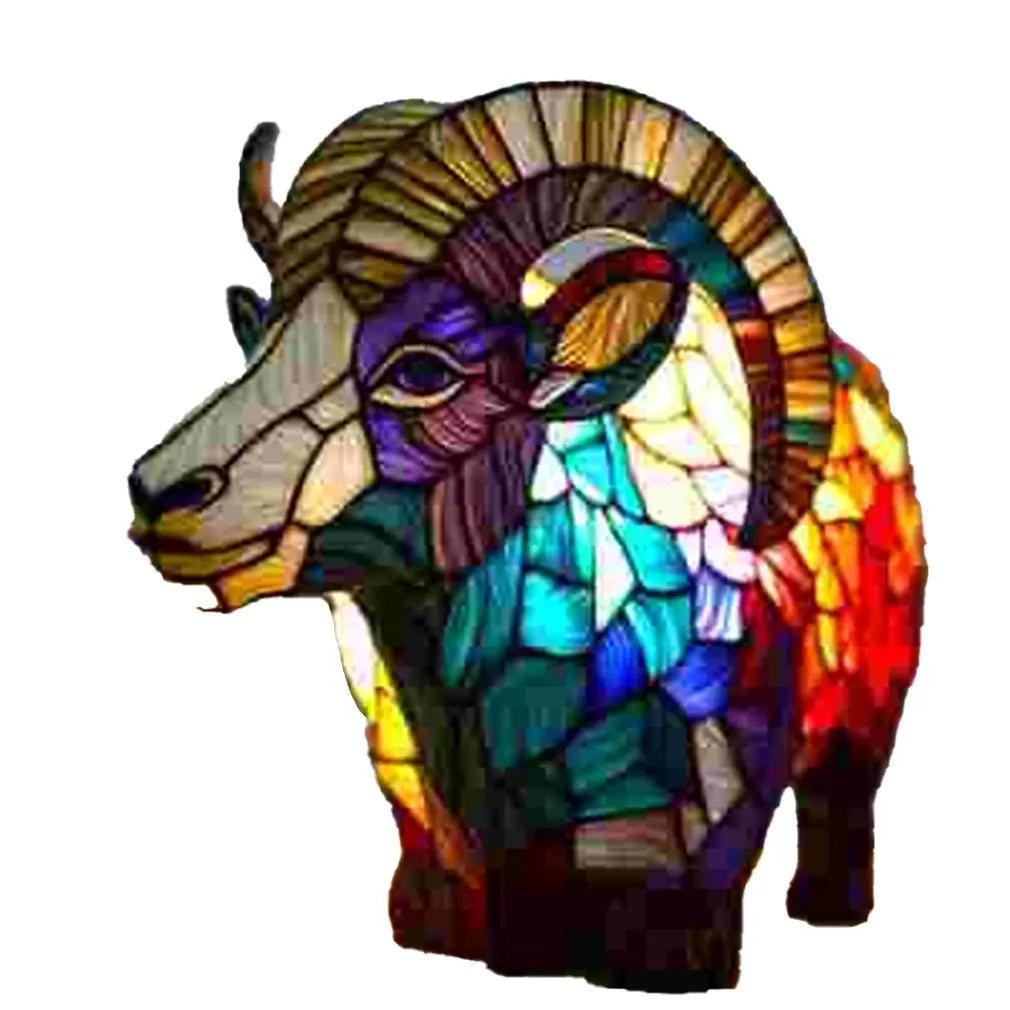 Animal Table Lamp Series Lion Dolphin Wolf Stained Glass Bedside Light Owl Horse Rooster Elephant for Living Room Bedroom Office