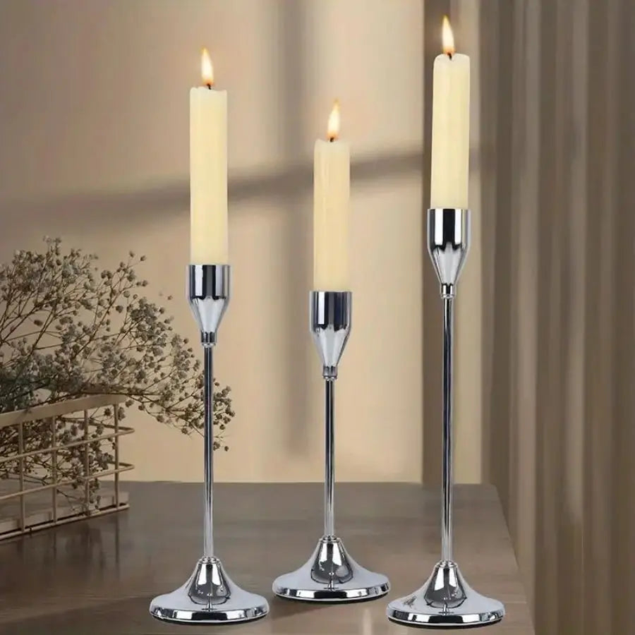 3PC Black Taper Candle Holders - Enrich Your Table with European Style, Perfect for Romantic Dinners, Weddings & Home Decor
