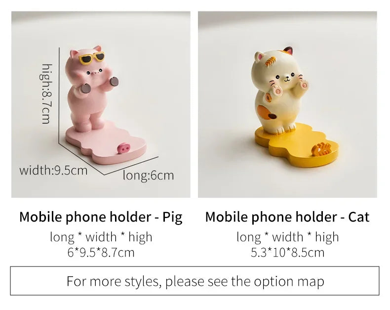 Home Decor Exquisite Kittens Figurines Miniatures Lovely Decor Ornaments Desktop Mobile Phone Bracket Office Desk Accessories