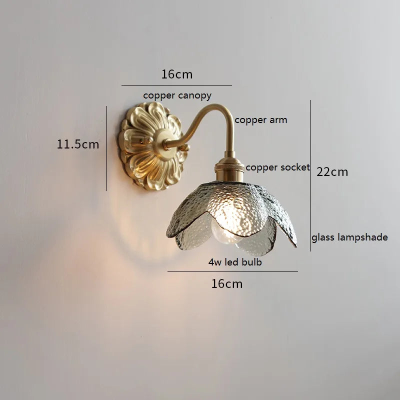 IWHD Smoke Gray Glass LED Wall Light Sconce Copper Arm Adjustable Bedroom Living Room Stair Beside Lamp Applique Murale Wandlamp