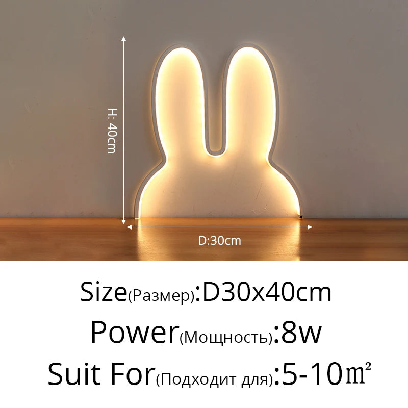 Cute Led Rabbit Wall Lights USB Powered Baby Desk Table Lamp For Bedroom Bedside Children Kid's Room Home Decor Atmosphere Light