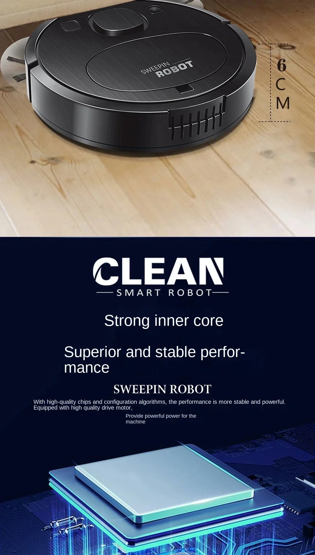 Robot Vacuum Cleaner With Wet And Dry Function And 9800pa Suction Intelligent Obstacle Avoidance And 7-week Battery Life