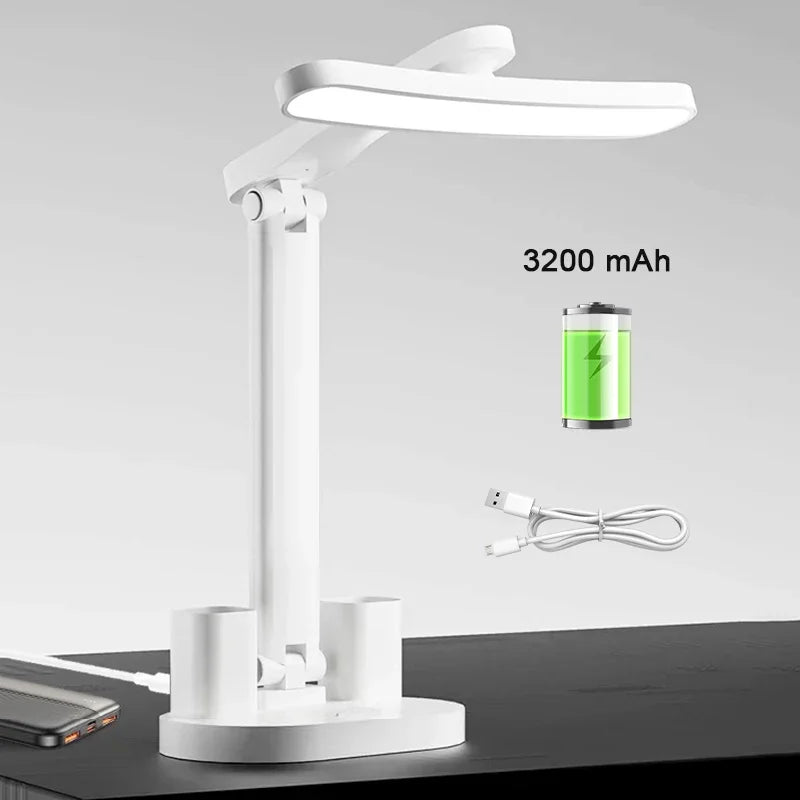 Clock LED Table Lamp USB Chargeable Dimmable Desk Lights Foldable Eye Protection Desktop Study desk  Reading  Night Light  LampS