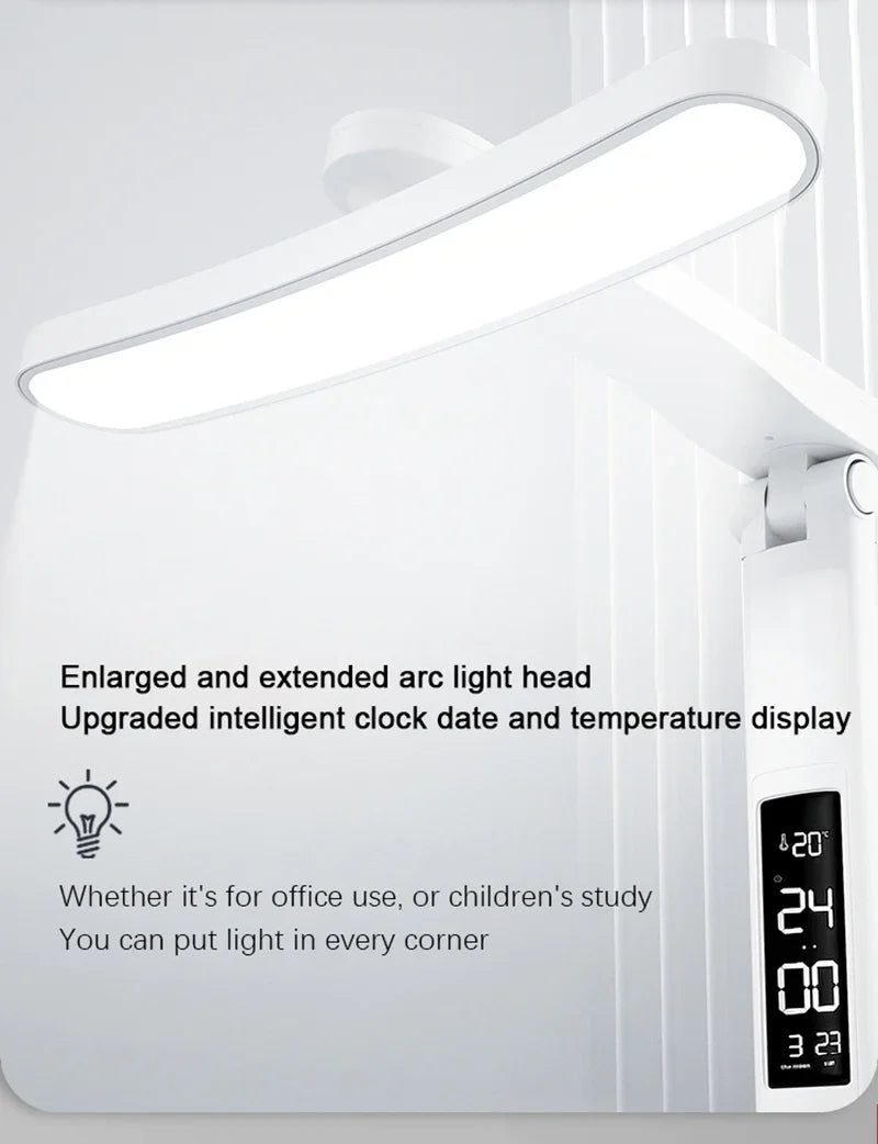 Clock LED Table Lamp USB Chargeable Dimmable Desk Lights Foldable Eye Protection Desktop Study desk  Reading  Night Light  LampS