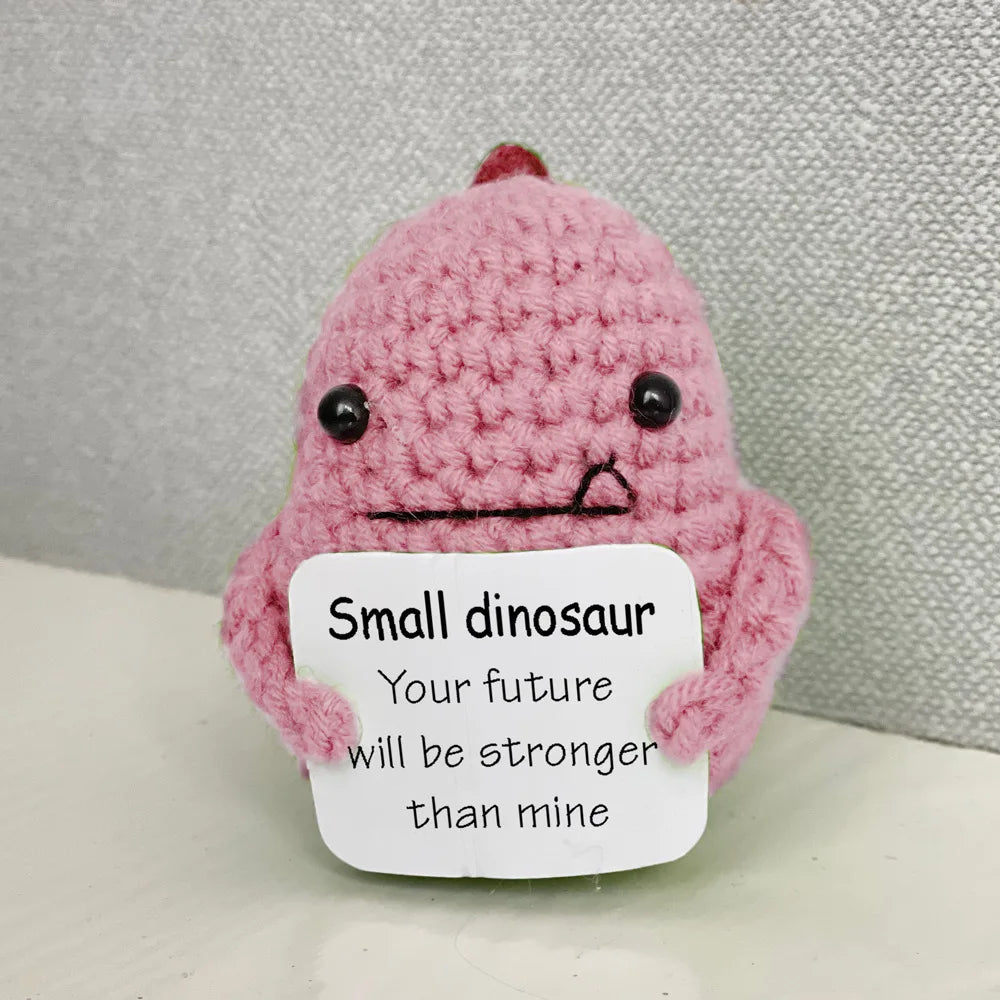 Crochet Positive Energy Bee Hand-woven Dolls Hug Pocket Handmade Knitting Doll With Card Desktop Ornament Gift Home Room Decor