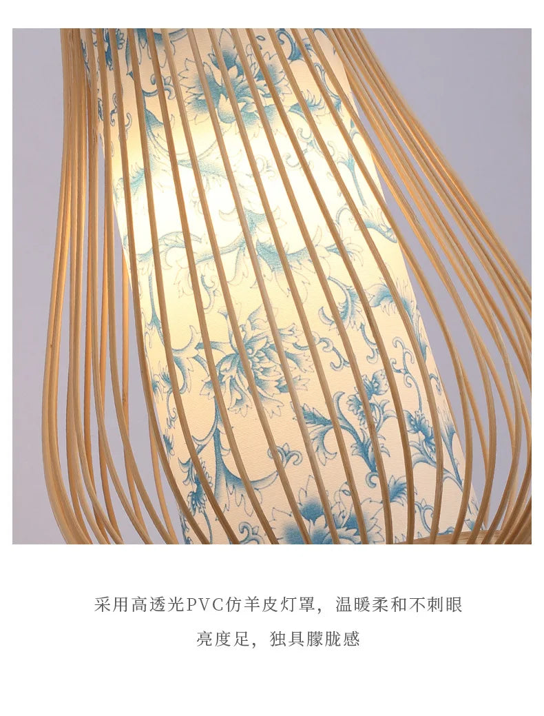 Classic Bamboo Wood Lustre Wall Sconce Lamp Rustic Ceiling Rattan Wicker Light Handmade Art Craft for Home Living Bed Room Decor