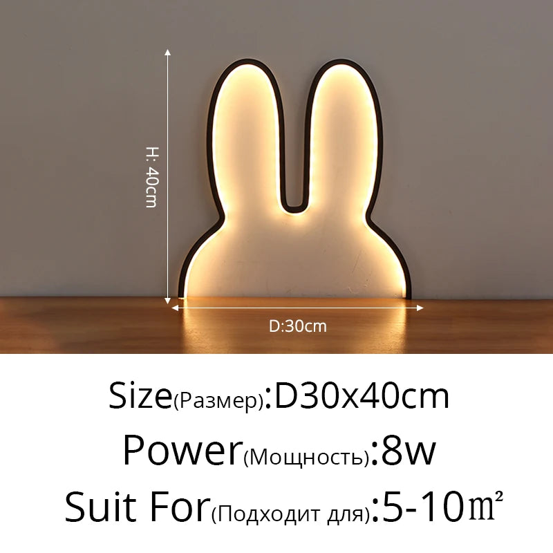 Cute Led Rabbit Wall Lights USB Powered Baby Desk Table Lamp For Bedroom Bedside Children Kid's Room Home Decor Atmosphere Light