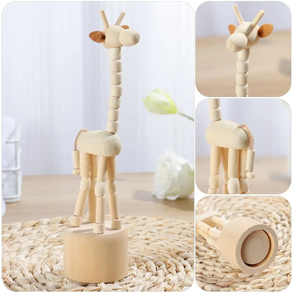 Giraffe Dog Home Decoration Figurine Gifts Educational Toys Wood DIY Craft Mini Desktop Decor Wooden Animal Ornaments