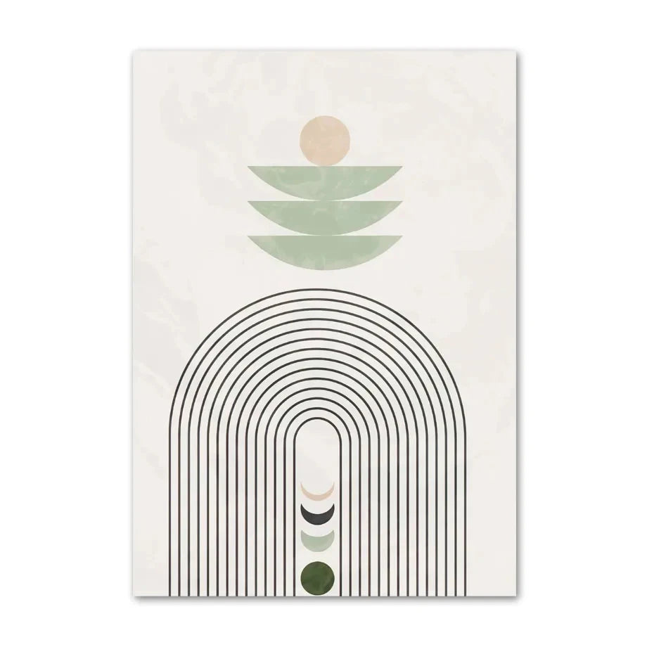 Boho Sage Green Plants Posters  Abstract Artwork Geometric Wall Art Canvas Painting Nordic Art Poster Living Room Home Decor