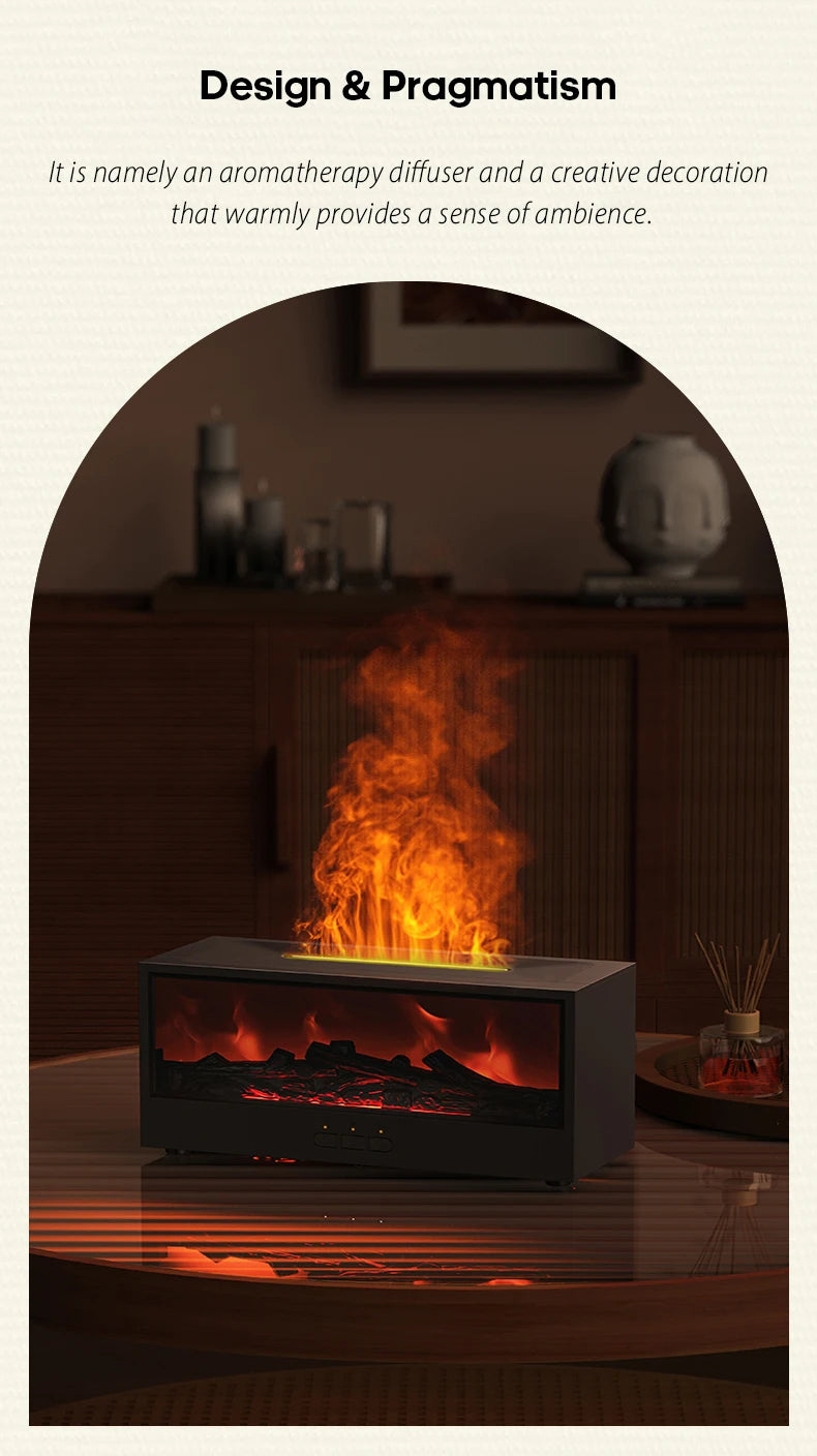 Creative Fireplace Aroma Diffuser Flame Air Humidifier Waterless Auto-Off Protection with Remote for Home Bedroom Holiday Gifts