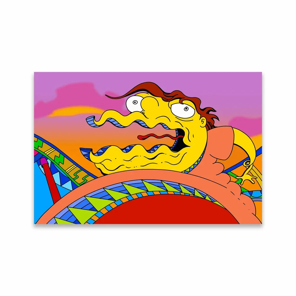 Simpsons Living Room Canvas Painting Movie Retro Funky Car Prints Simpsons Boat Landscape Poster Home Kids Bedroom Decor