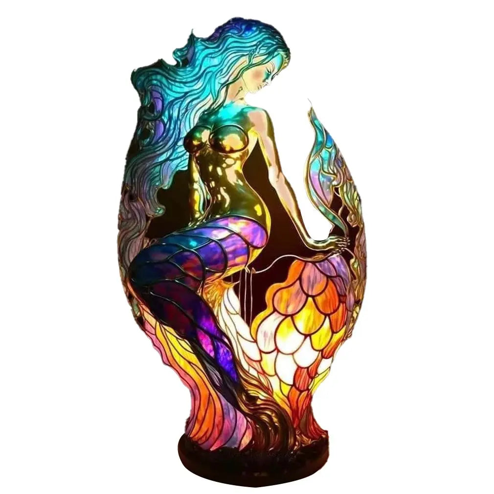 Animal Table Lamp Series Lion Dolphin Wolf Stained Glass Bedside Light Owl Horse Rooster Elephant for Living Room Bedroom Office
