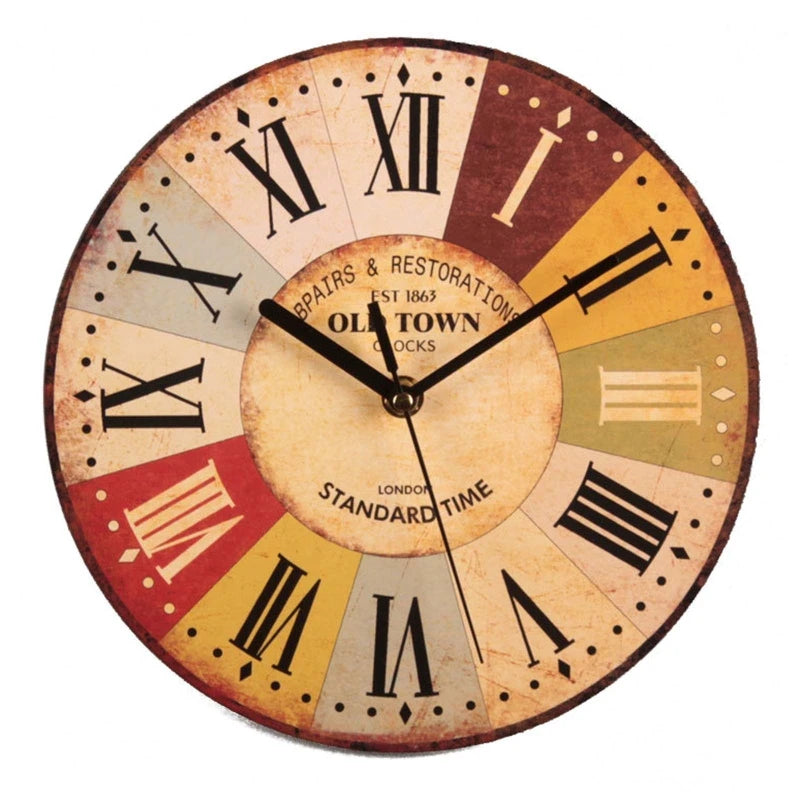 Wall Wooden Clocks for Coffee Houses, Brief Design, Silent Home, Cafe, Office, Wall Decor, Large Art, 23cm, 9in