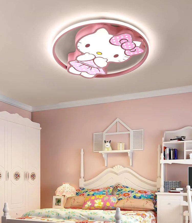 Kawaii Led Ceiling Lights For Kids Baby Room Decor Cute Kitty Ceiling Light Girl Room Lamp Pink Cartoon Cat Plafonnier Bedroom