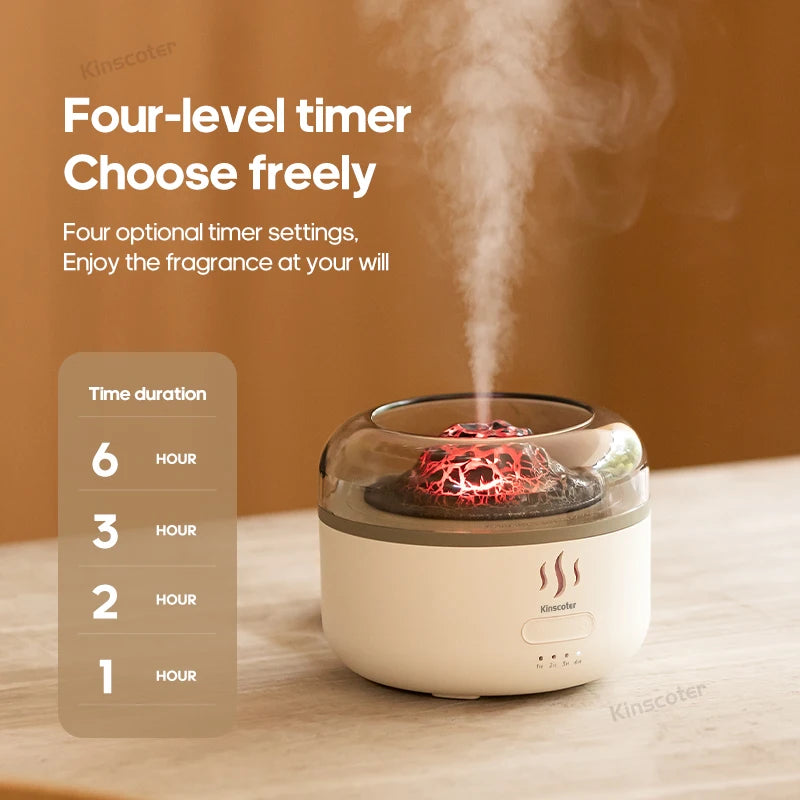 Portable Volcano Aroma Diffuser 160ml Essential Oil Air Humidifier Sprayer USB with LED Colorful Night Light for Home Office